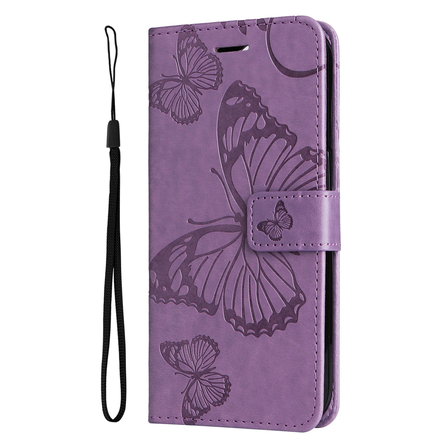 KT Imprinting Flower Series-2 For Xiaomi Redmi Note 13 Pro+ Case Butterfly Imprint Wallet Stand PU Leather Smart Phone Cover  - Purple