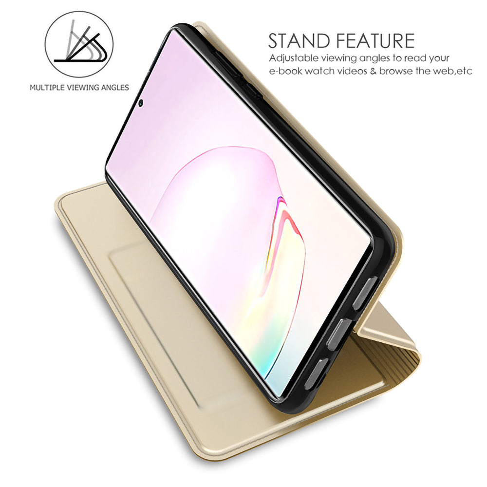 For Xiaomi Redmi Note 13 Pro+ 5G Case Stand PU Leather Mobile Phone Cover with Card Slot - Gold