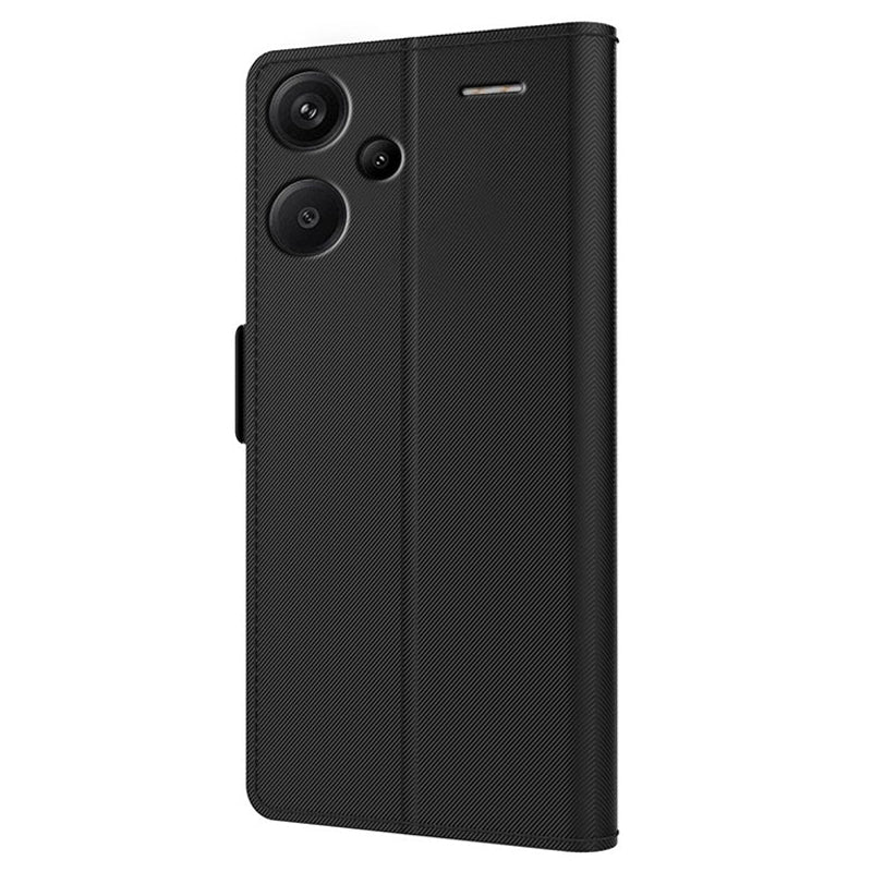 For Xiaomi Redmi Note 13 Pro+ 5G Mirror Design Stand Case PU Leather Phone Cover with Card Slot - Black