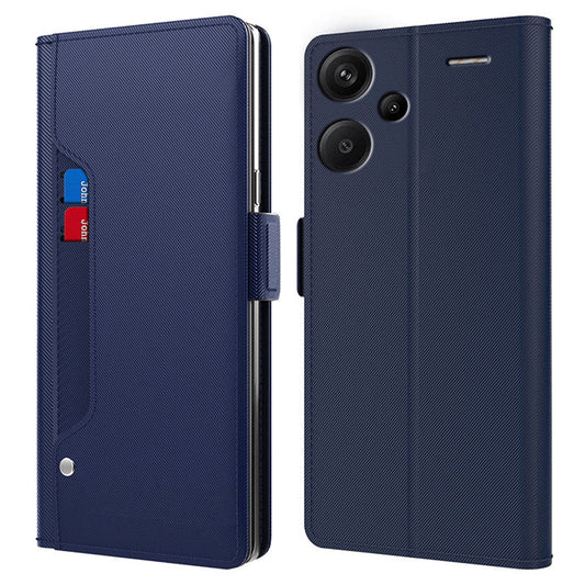 For Xiaomi Redmi Note 13 Pro+ 5G Mirror Design Stand Case PU Leather Phone Cover with Card Slot - Blue