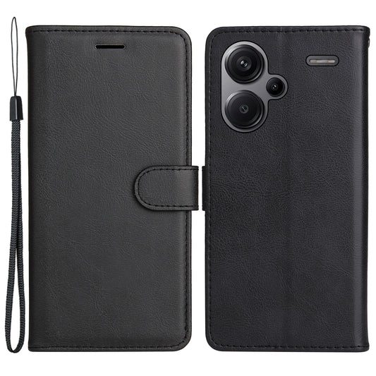 KT Leather Series-2 For Xiaomi Redmi Note 13 Pro+ 5G Case Solid Color Leather Magnetic Closure Phone Cover - Black