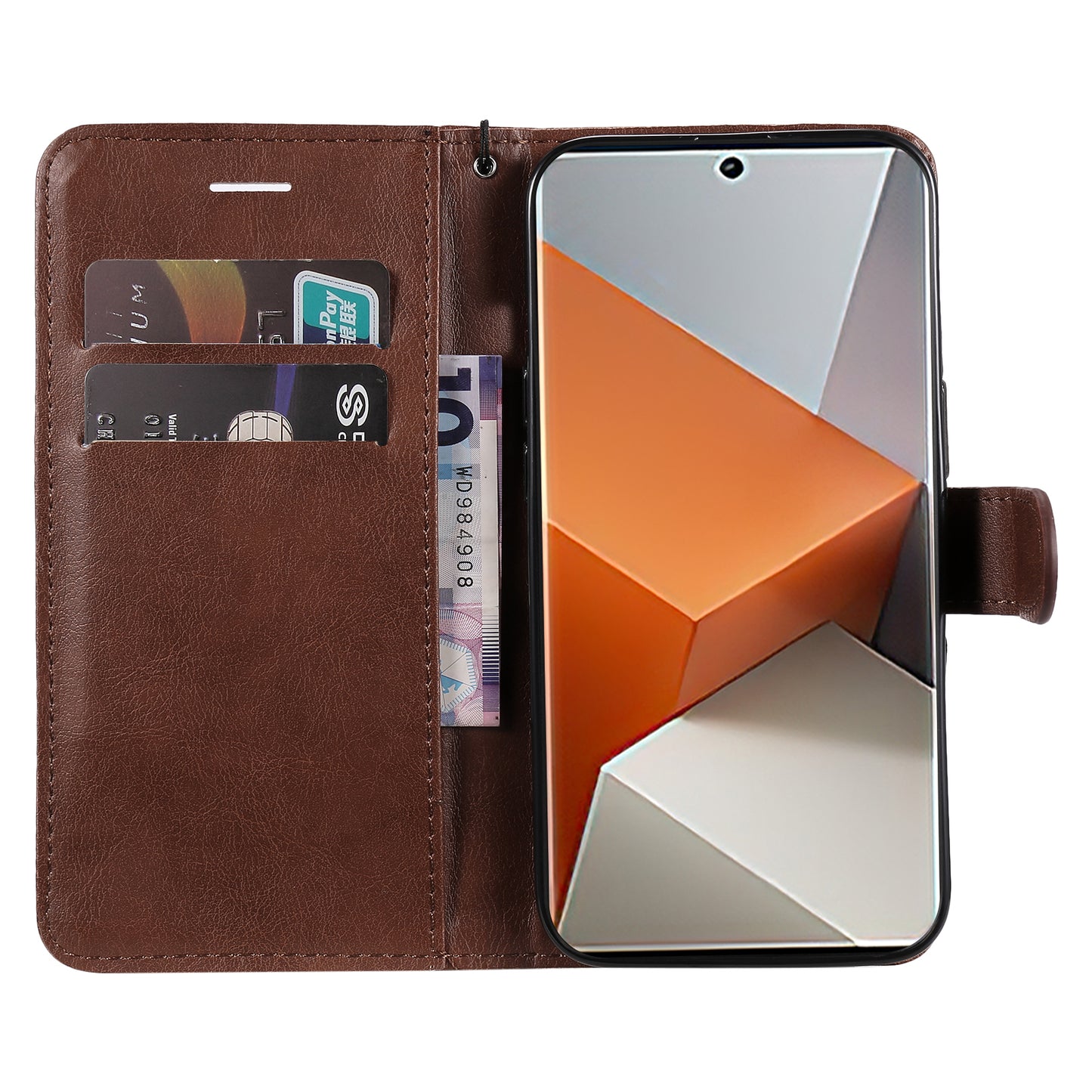 KT Leather Series-2 For Xiaomi Redmi Note 13 Pro+ 5G Case Solid Color Leather Magnetic Closure Phone Cover - Brown