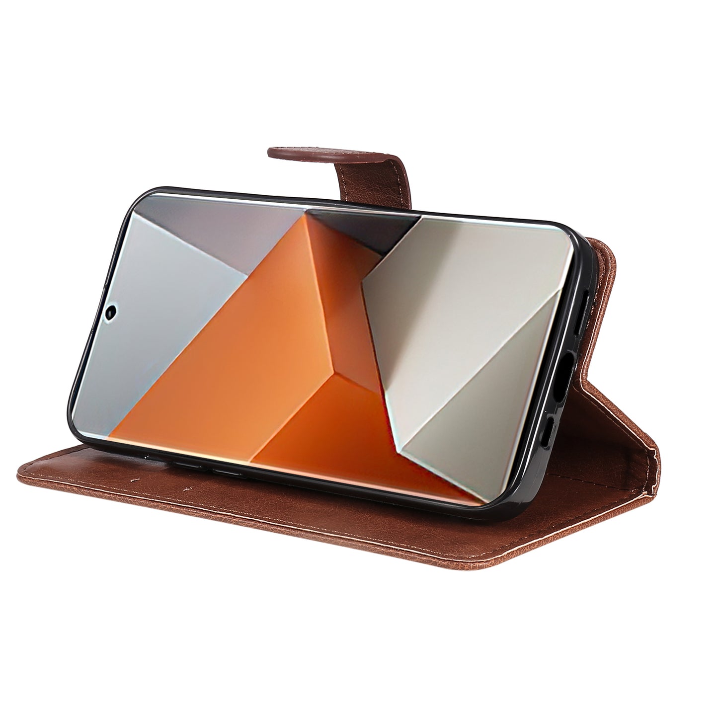 KT Leather Series-2 For Xiaomi Redmi Note 13 Pro+ 5G Case Solid Color Leather Magnetic Closure Phone Cover - Brown