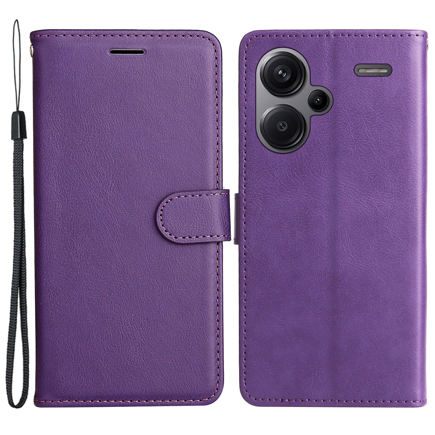 KT Leather Series-2 For Xiaomi Redmi Note 13 Pro+ 5G Case Solid Color Leather Magnetic Closure Phone Cover - Purple