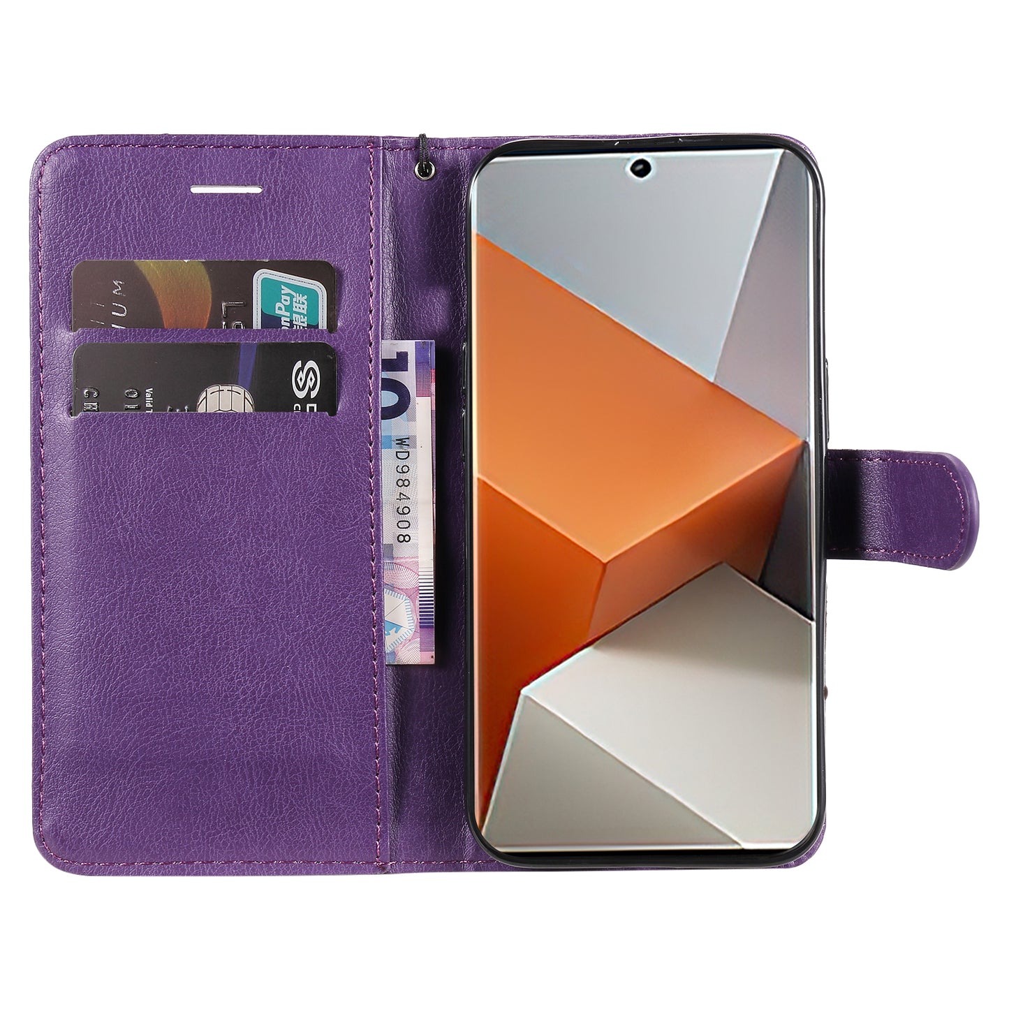 KT Leather Series-2 For Xiaomi Redmi Note 13 Pro+ 5G Case Solid Color Leather Magnetic Closure Phone Cover - Purple