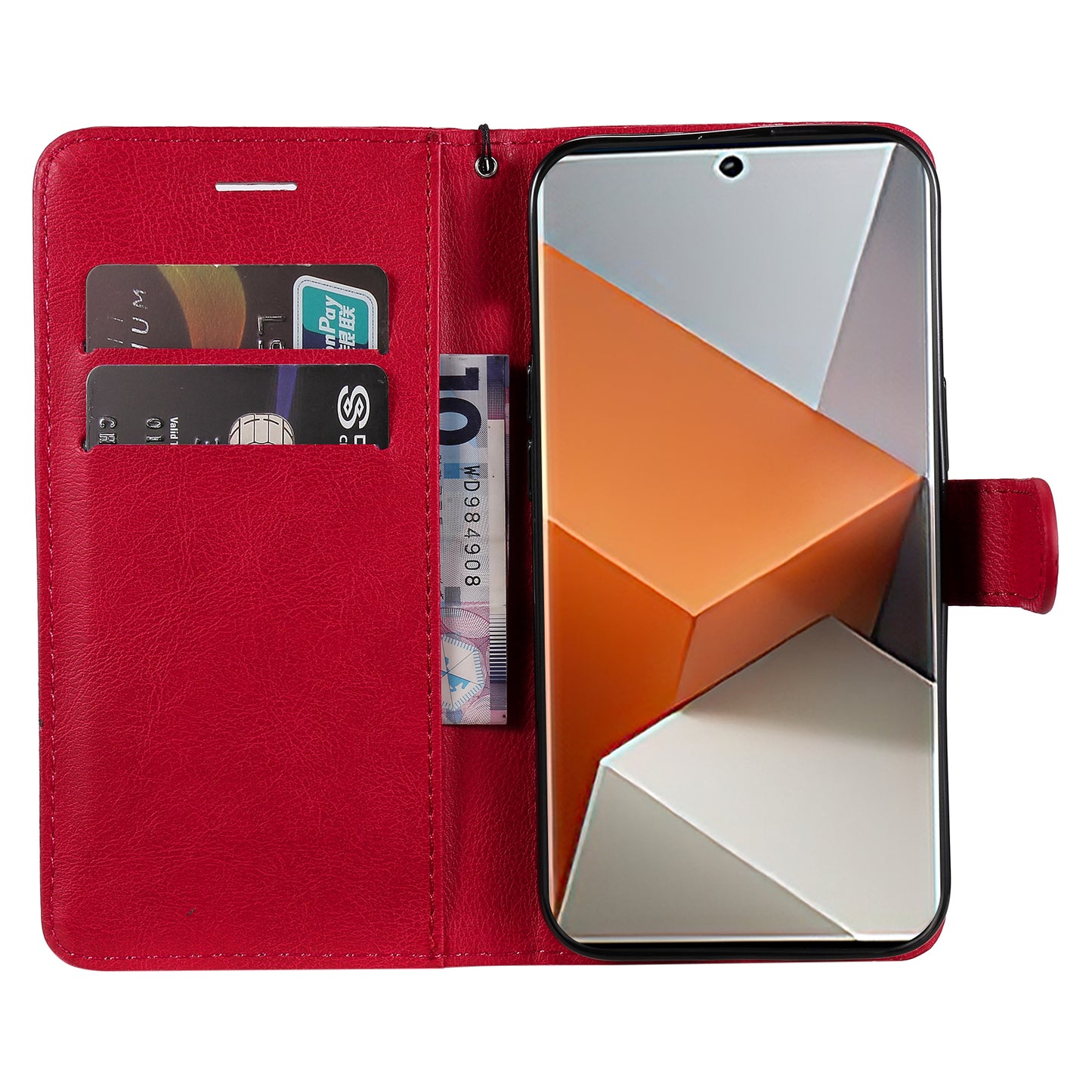 KT Leather Series-2 For Xiaomi Redmi Note 13 Pro+ 5G Case Solid Color Leather Magnetic Closure Phone Cover - Red