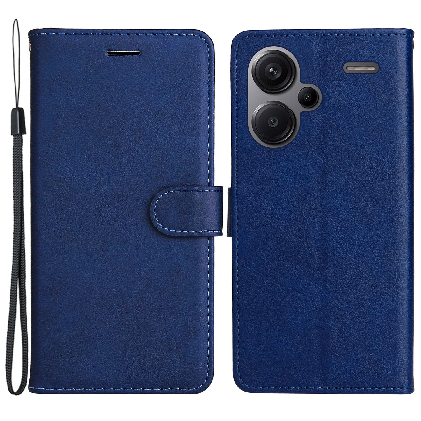 KT Leather Series-2 For Xiaomi Redmi Note 13 Pro+ 5G Case Solid Color Leather Magnetic Closure Phone Cover - Blue