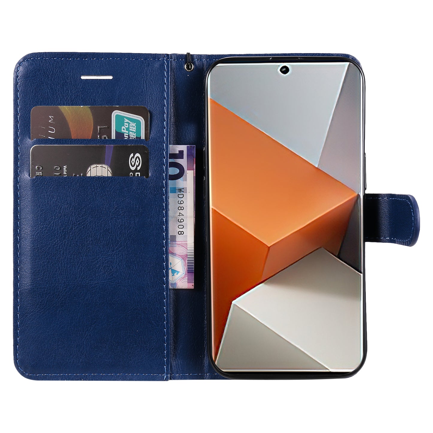 KT Leather Series-2 For Xiaomi Redmi Note 13 Pro+ 5G Case Solid Color Leather Magnetic Closure Phone Cover - Blue
