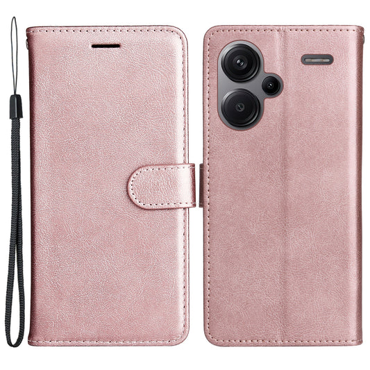 KT Leather Series-2 For Xiaomi Redmi Note 13 Pro+ 5G Case Solid Color Leather Magnetic Closure Phone Cover - Rose Gold
