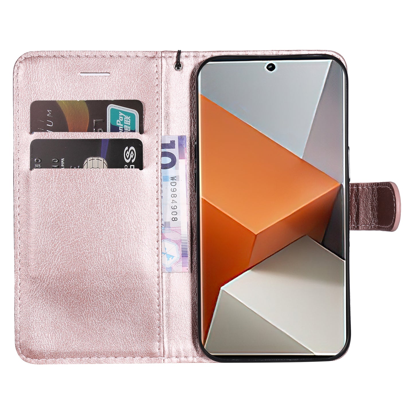 KT Leather Series-2 For Xiaomi Redmi Note 13 Pro+ 5G Case Solid Color Leather Magnetic Closure Phone Cover - Rose Gold