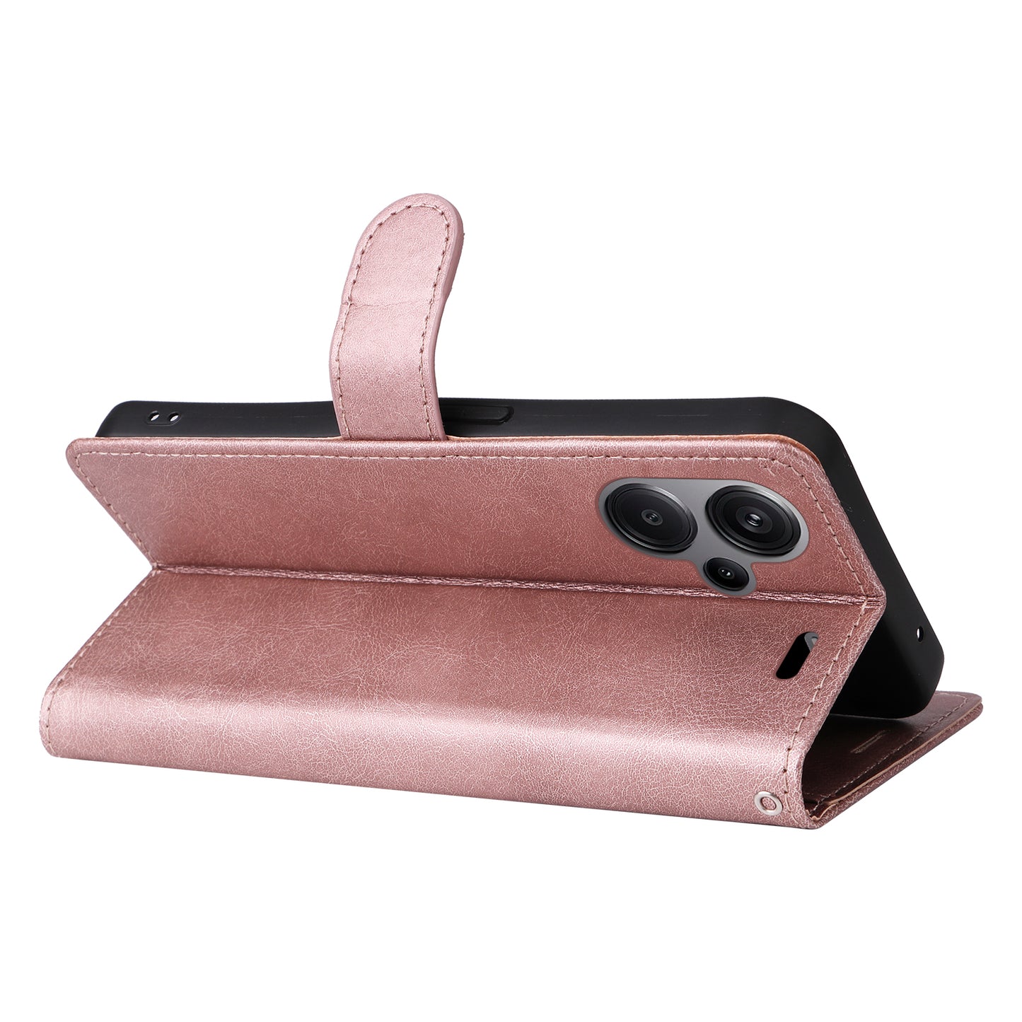 KT Leather Series-2 For Xiaomi Redmi Note 13 Pro+ 5G Case Solid Color Leather Magnetic Closure Phone Cover - Rose Gold