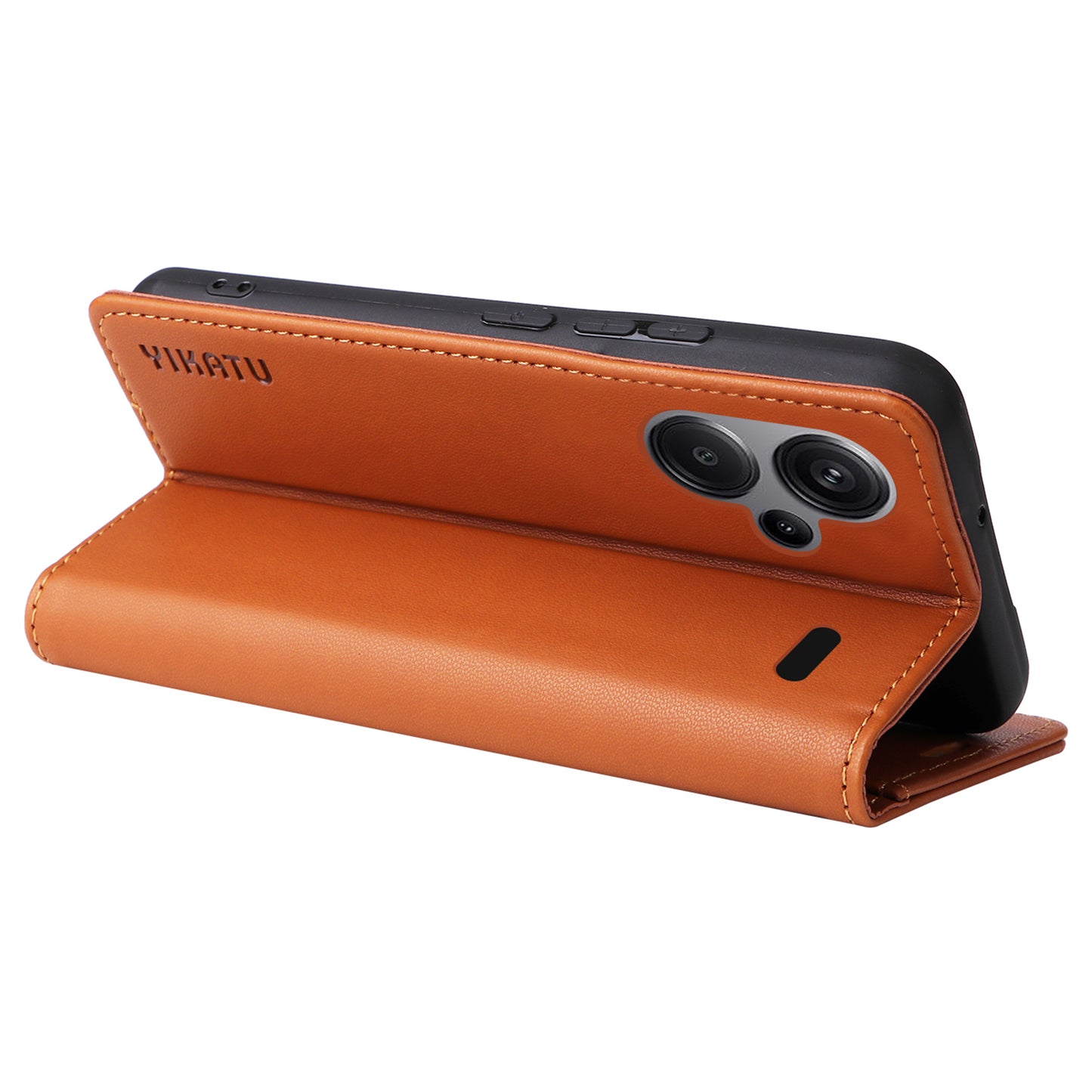 YIKATU YK-001 For Xiaomi Redmi Note 13 Pro+ 5G Case Magnetic Closing Leather Phone Cover - Brown