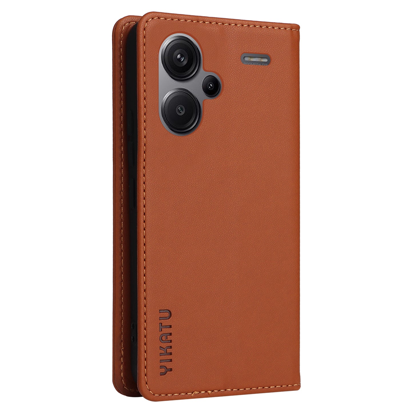 YIKATU YK-001 For Xiaomi Redmi Note 13 Pro+ 5G Case Magnetic Closing Leather Phone Cover - Brown