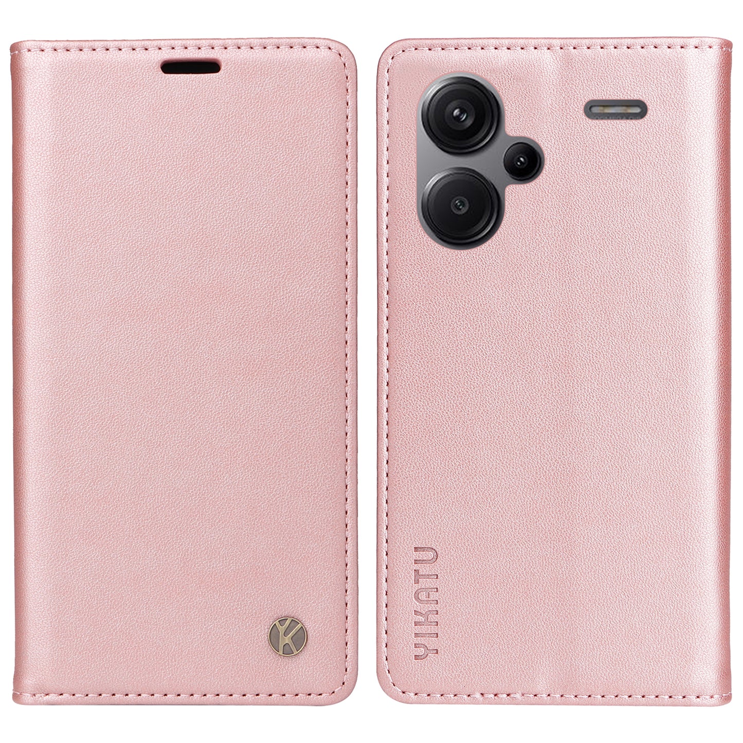 YIKATU YK-001 For Xiaomi Redmi Note 13 Pro+ 5G Case Magnetic Closing Leather Phone Cover - Rose Gold