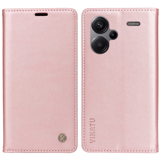 YIKATU YK-001 For Xiaomi Redmi Note 13 Pro+ 5G Case Magnetic Closing Leather Phone Cover - Rose Gold