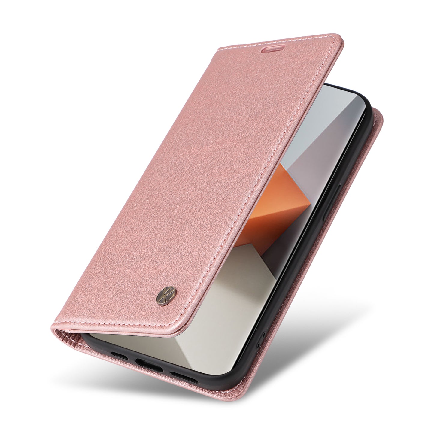 YIKATU YK-001 For Xiaomi Redmi Note 13 Pro+ 5G Case Magnetic Closing Leather Phone Cover - Rose Gold