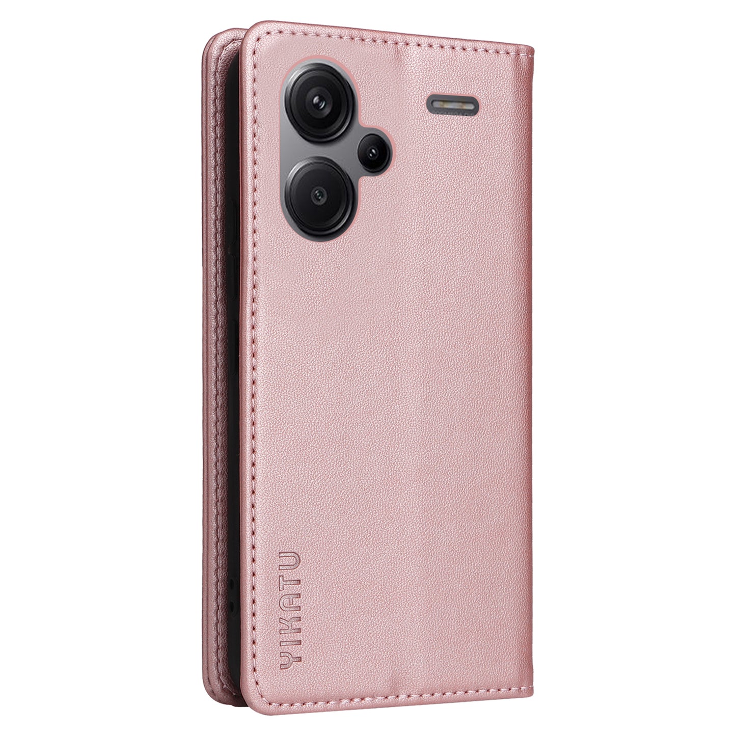YIKATU YK-001 For Xiaomi Redmi Note 13 Pro+ 5G Case Magnetic Closing Leather Phone Cover - Rose Gold