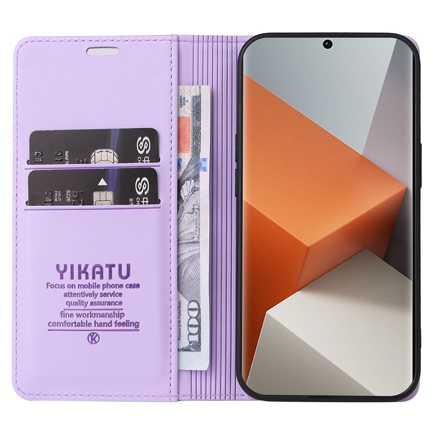 YIKATU YK-001 For Xiaomi Redmi Note 13 Pro+ 5G Case Magnetic Closing Leather Phone Cover - Light Purple