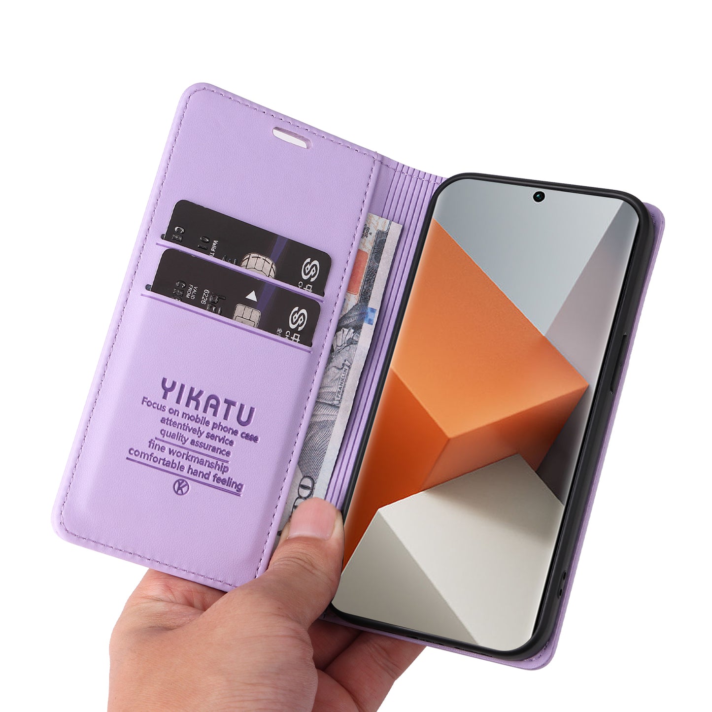 YIKATU YK-001 For Xiaomi Redmi Note 13 Pro+ 5G Case Magnetic Closing Leather Phone Cover - Light Purple