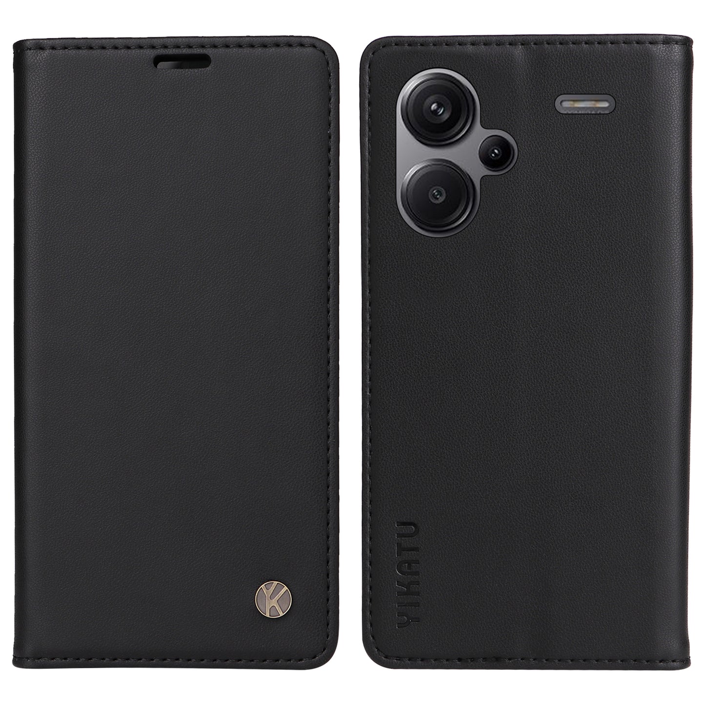 YIKATU YK-001 For Xiaomi Redmi Note 13 Pro+ 5G Case Magnetic Closing Leather Phone Cover - Black