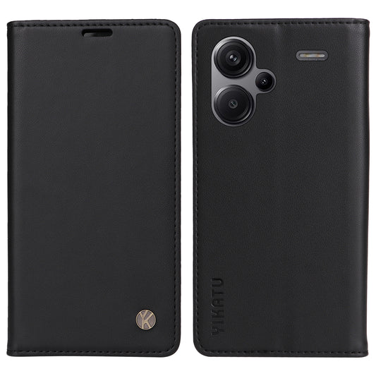 YIKATU YK-001 For Xiaomi Redmi Note 13 Pro+ 5G Case Magnetic Closing Leather Phone Cover - Black