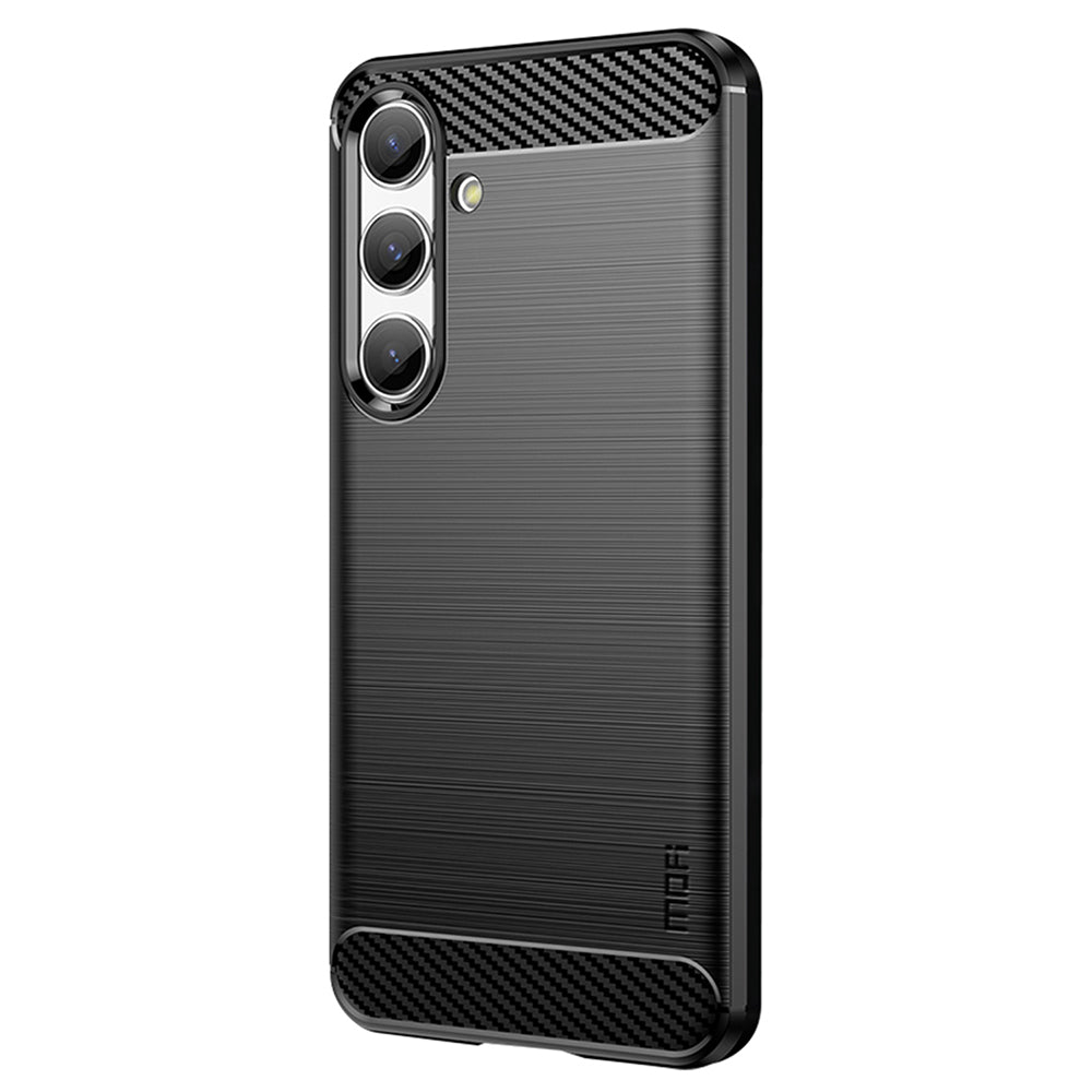 MOFI JK TPU Series-1 For Samsung Galaxy S24 Carbon Fiber Texture Slim-Fit Case TPU Cell Phone Cover - Black