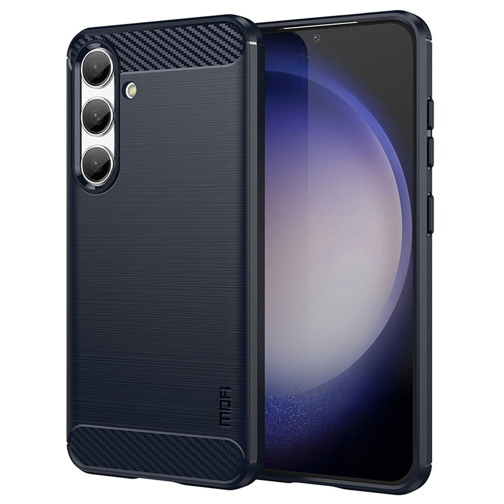 MOFI JK TPU Series-1 For Samsung Galaxy S24 Carbon Fiber Texture Slim-Fit Case TPU Cell Phone Cover - Blue