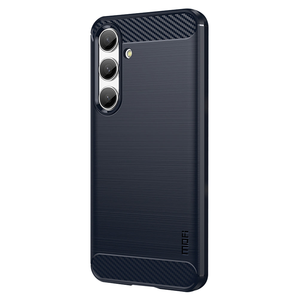 MOFI JK TPU Series-1 For Samsung Galaxy S24 Carbon Fiber Texture Slim-Fit Case TPU Cell Phone Cover - Blue