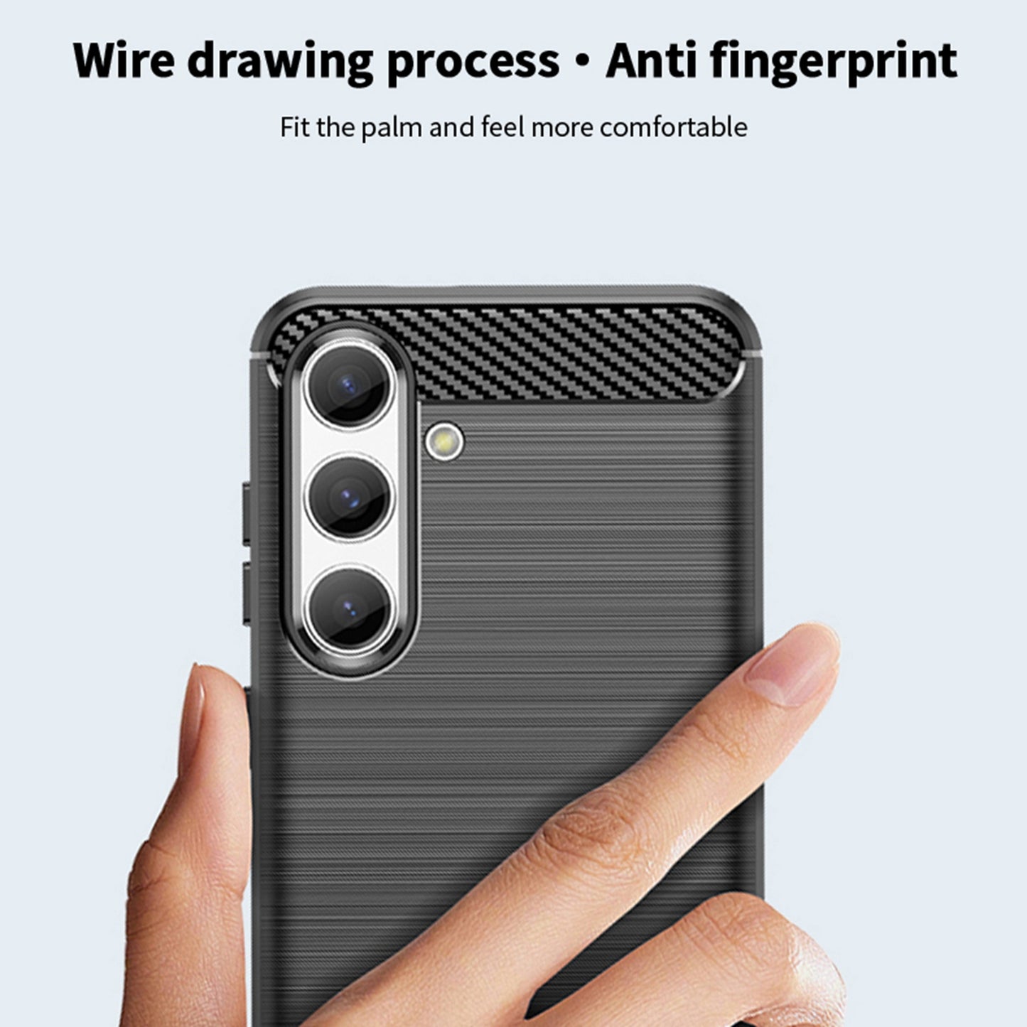 MOFI JK TPU Series-1 For Samsung Galaxy S24 Carbon Fiber Texture Slim-Fit Case TPU Cell Phone Cover - Blue
