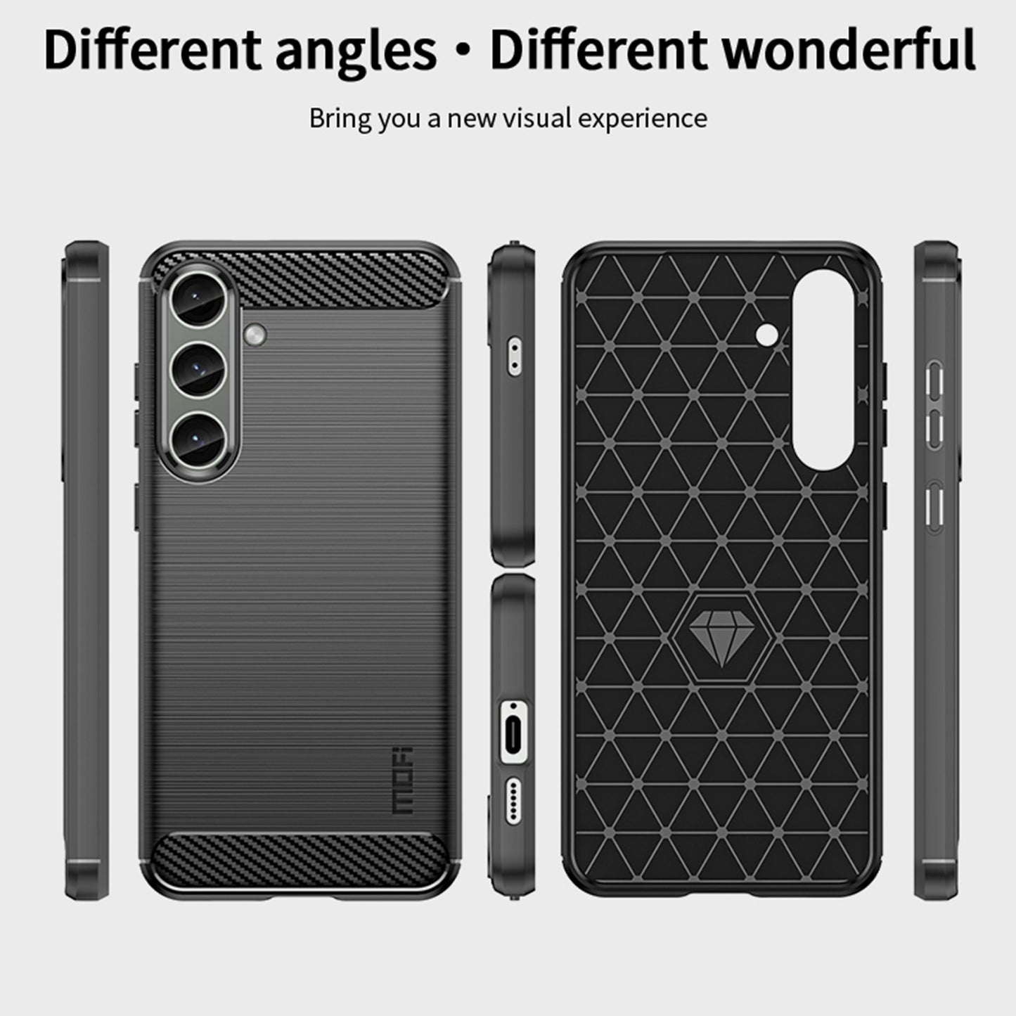 MOFI JK TPU Series-1 For Samsung Galaxy S24+ Slim-Fit TPU Case Carbon Fiber Texture Phone Cover - Black