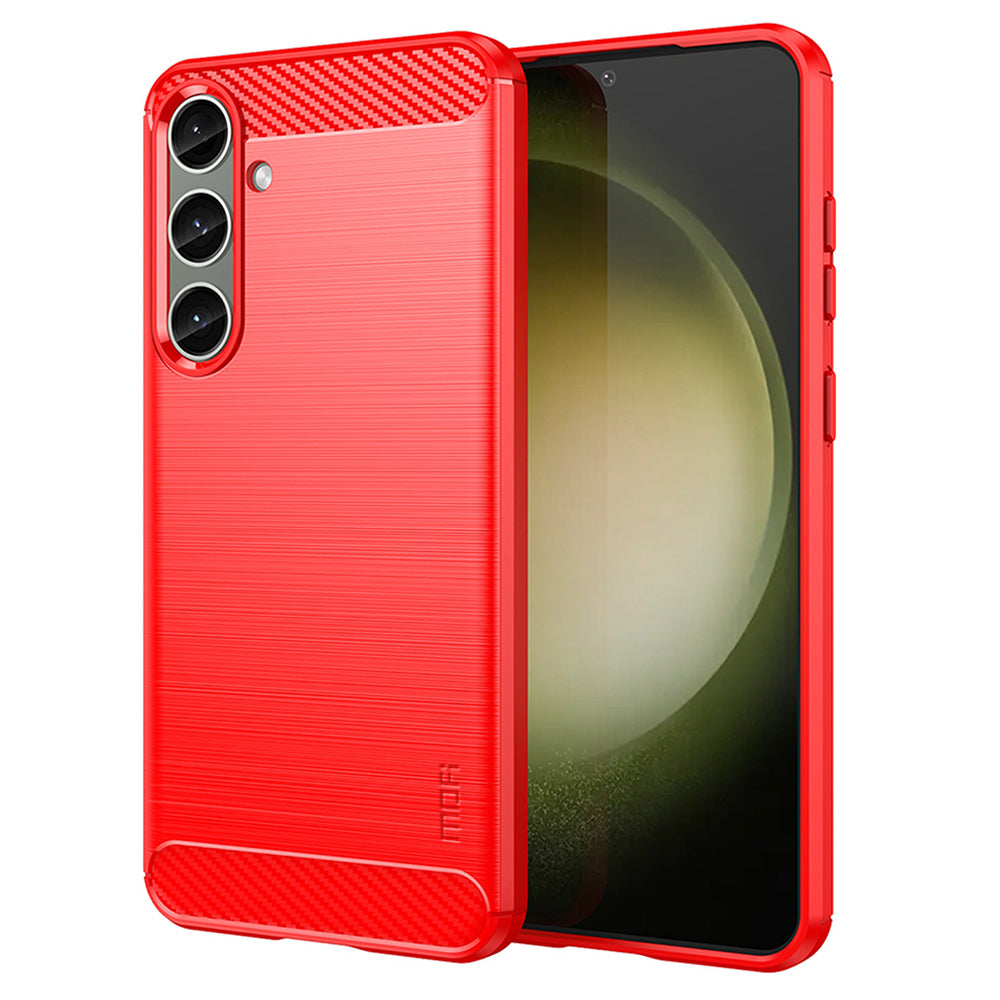 MOFI JK TPU Series-1 For Samsung Galaxy S24+ Slim-Fit TPU Case Carbon Fiber Texture Phone Cover - Red