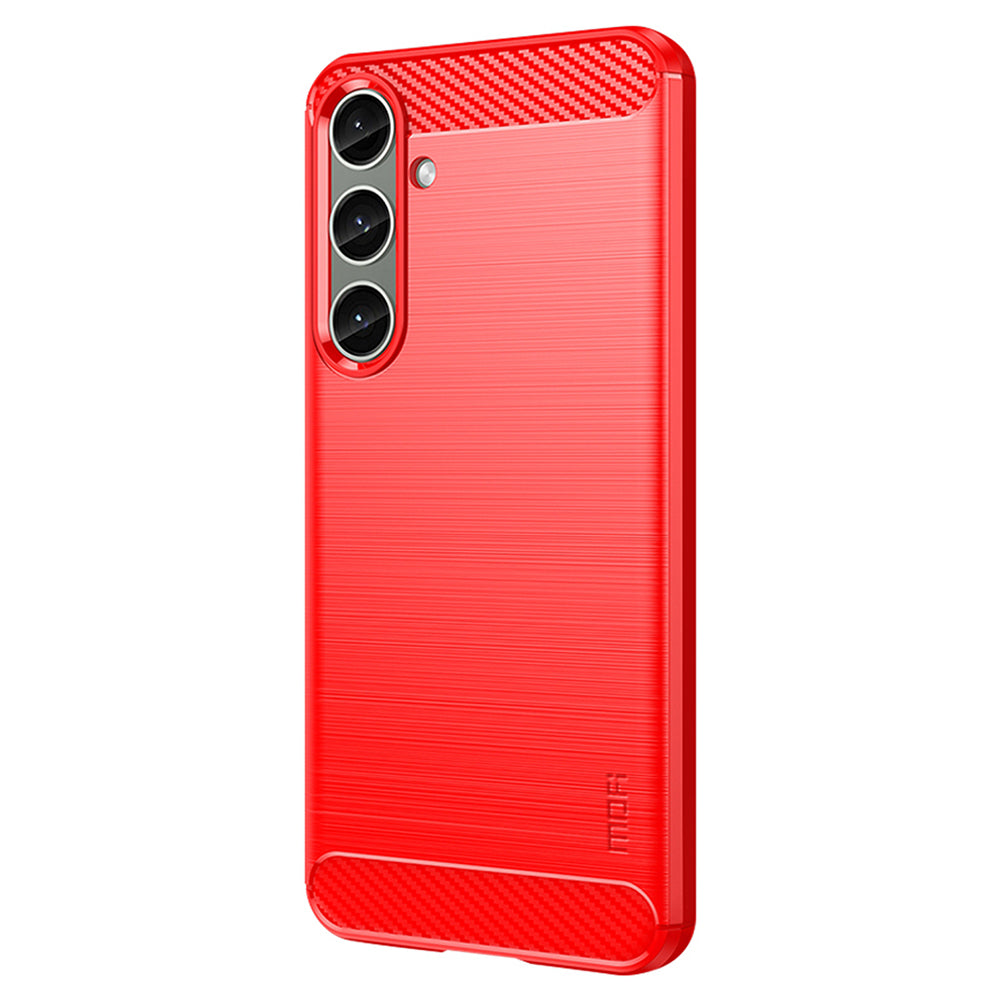 MOFI JK TPU Series-1 For Samsung Galaxy S24+ Slim-Fit TPU Case Carbon Fiber Texture Phone Cover - Red