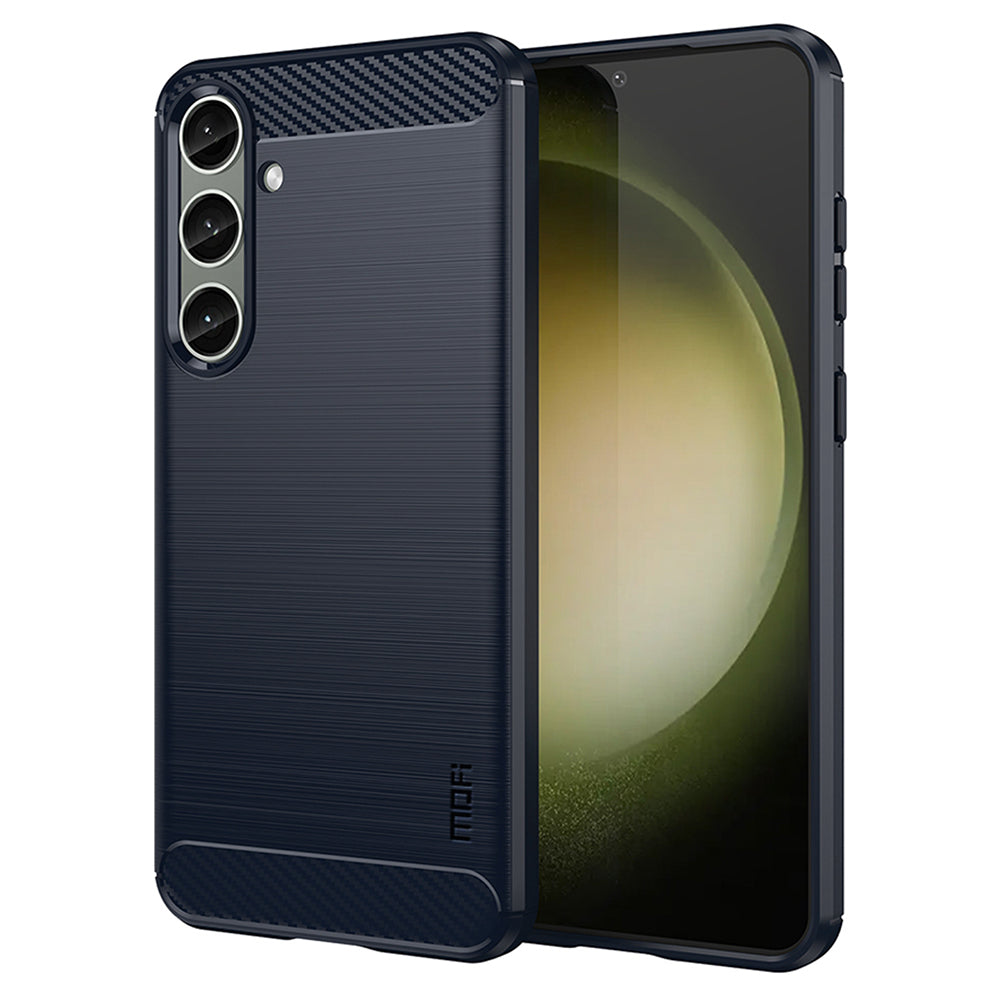 MOFI JK TPU Series-1 For Samsung Galaxy S24+ Slim-Fit TPU Case Carbon Fiber Texture Phone Cover - Blue