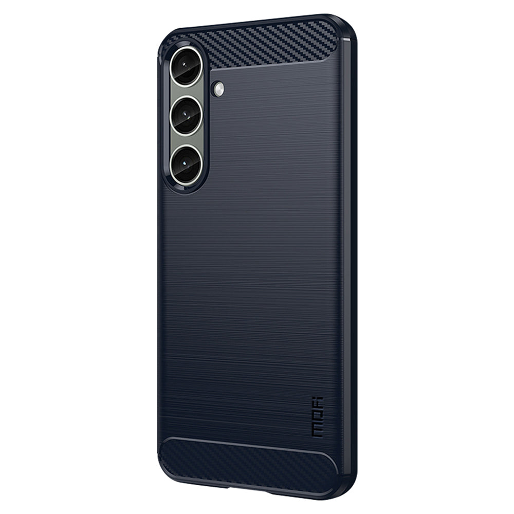 MOFI JK TPU Series-1 For Samsung Galaxy S24+ Slim-Fit TPU Case Carbon Fiber Texture Phone Cover - Blue