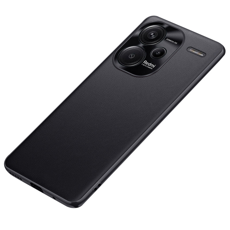For Xiaomi Redmi Note 13 Pro+ 5G Case PU Leather+TPU+PC Anti-drop Phone Cover - Black