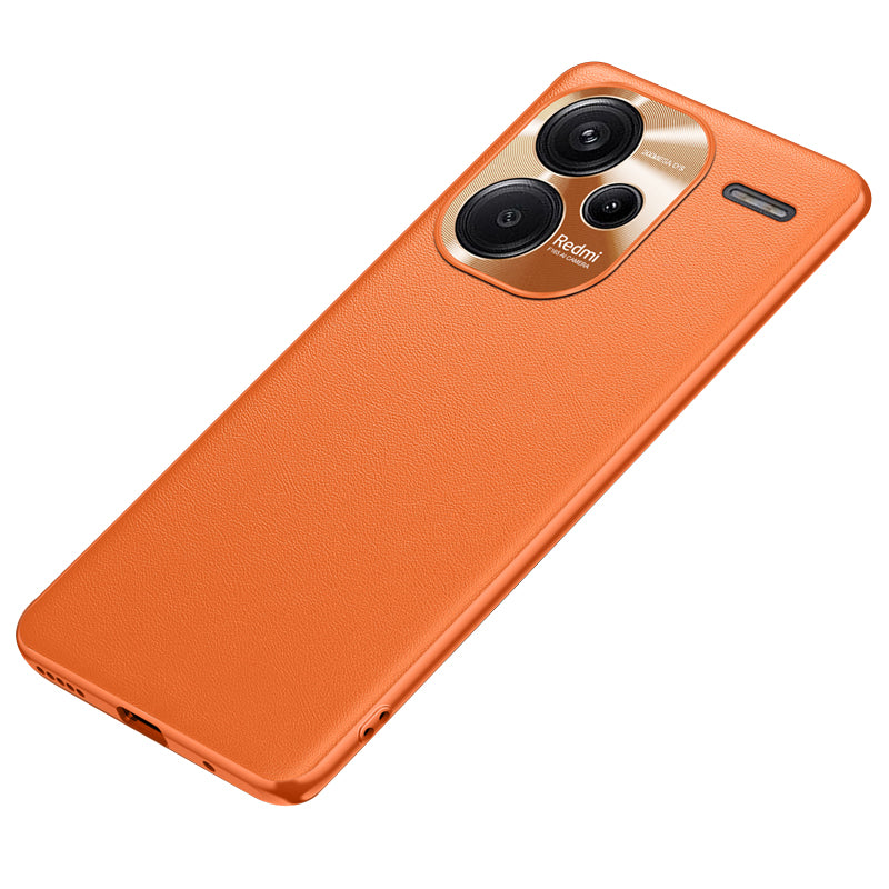 For Xiaomi Redmi Note 13 Pro+ 5G Case PU Leather+TPU+PC Anti-drop Phone Cover - Orange