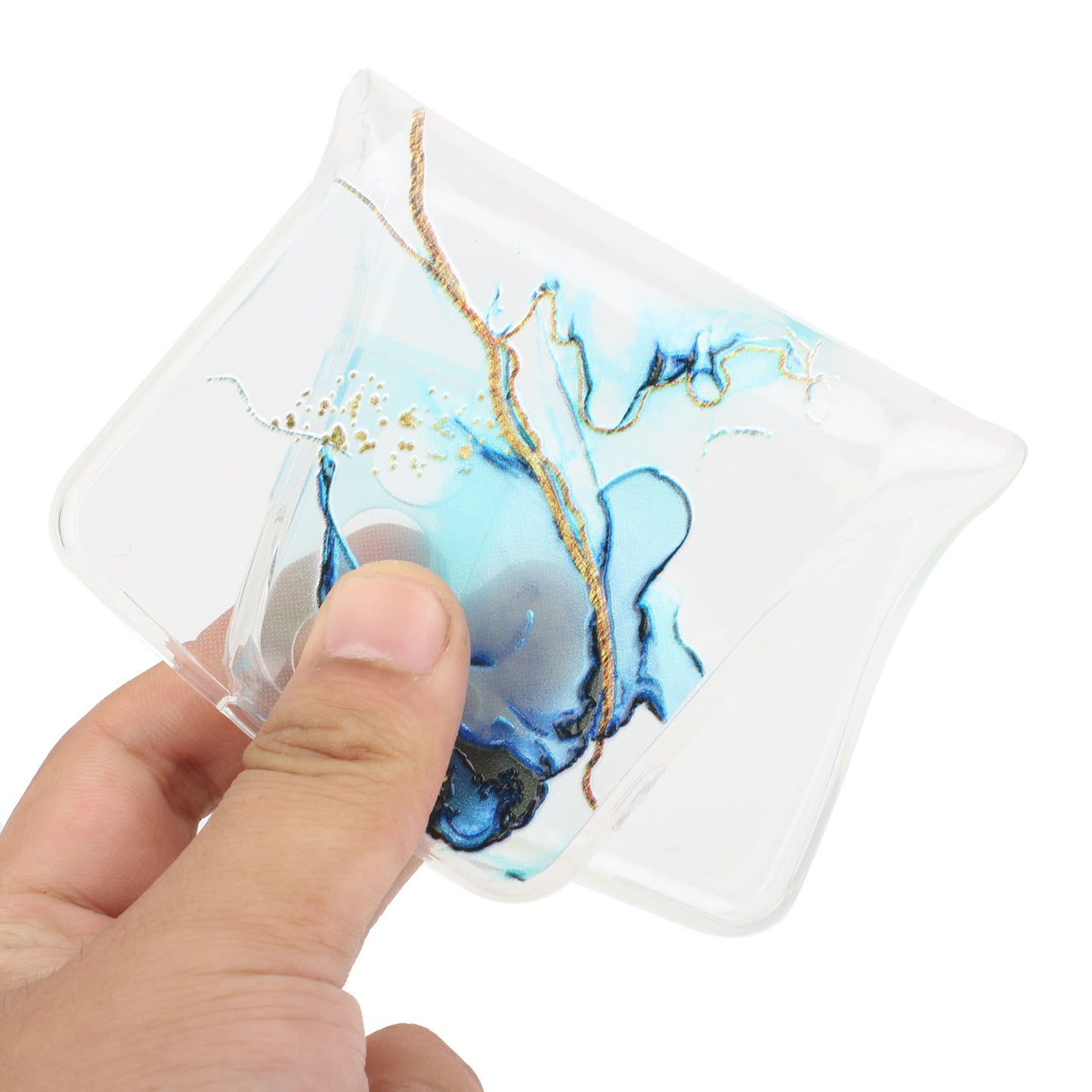 For Samsung Galaxy S24 Case Marble Pattern Shockproof TPU Phone Cover - Blue