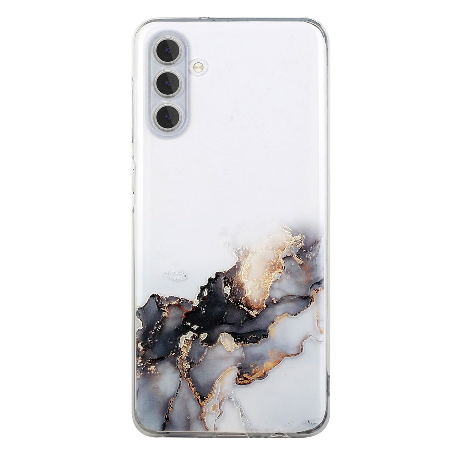 For Samsung Galaxy S24 Case Marble Pattern Shockproof TPU Phone Cover - Black