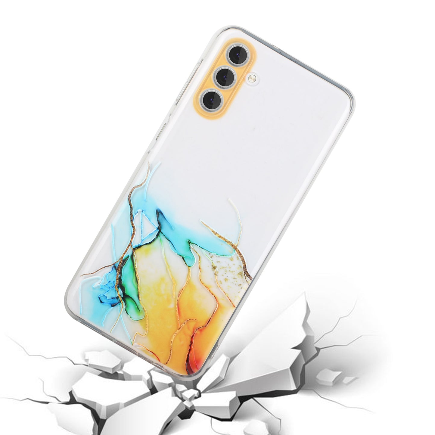 For Samsung Galaxy S24 Case Marble Pattern Shockproof TPU Phone Cover - Yellow