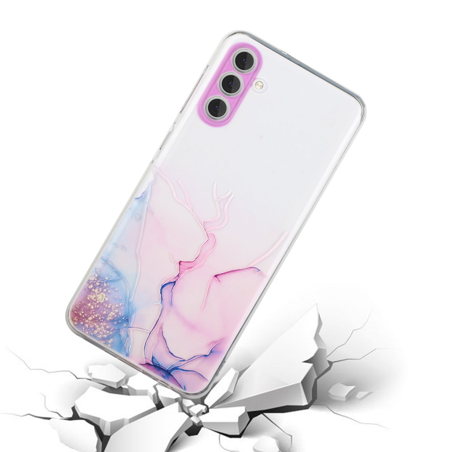 For Samsung Galaxy S24 Case Marble Pattern Shockproof TPU Phone Cover - Pink