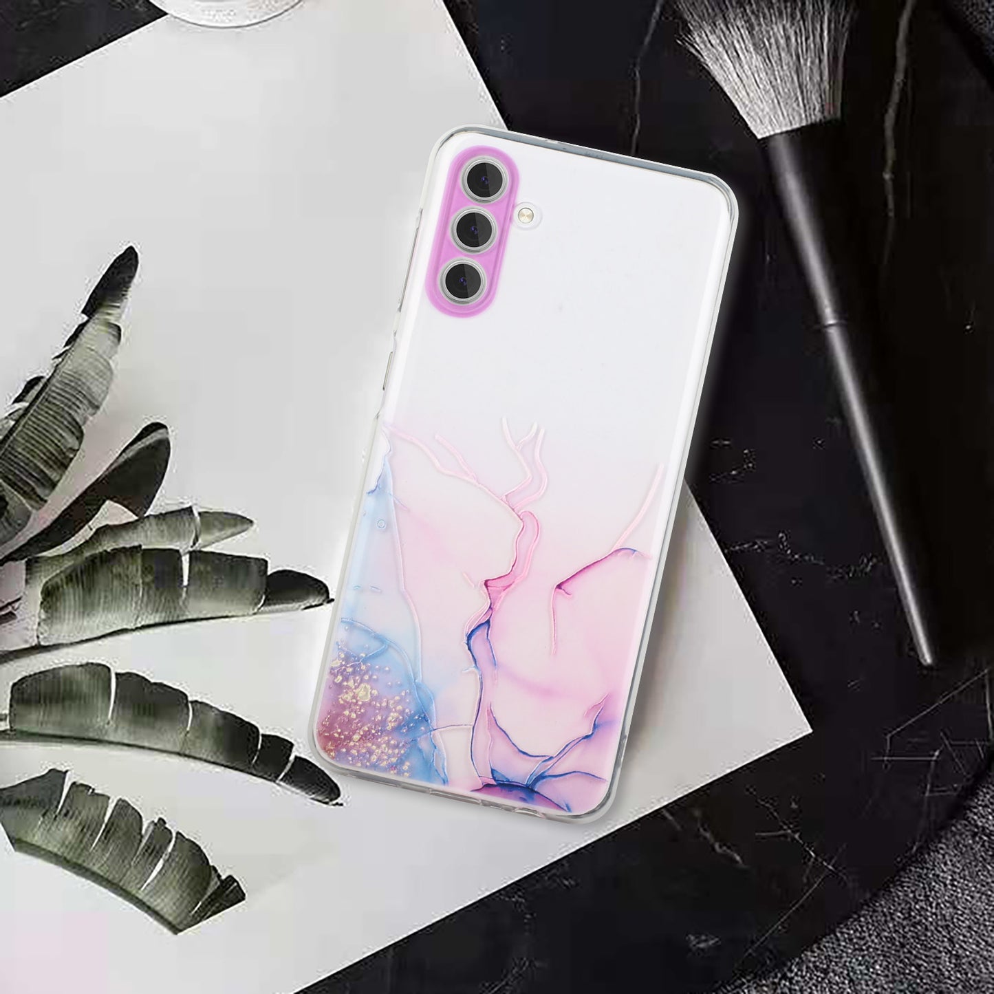 For Samsung Galaxy S24 Case Marble Pattern Shockproof TPU Phone Cover - Pink