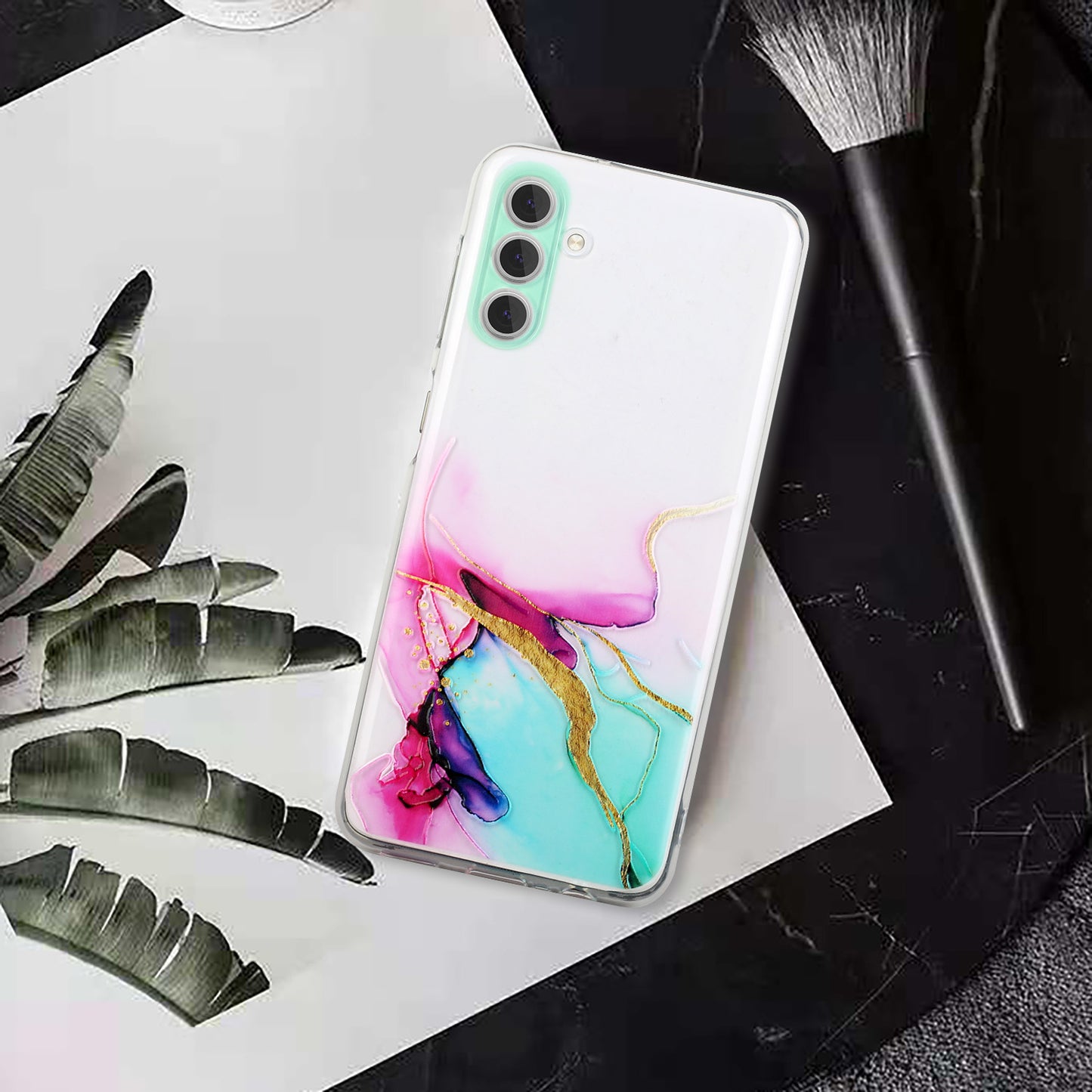 For Samsung Galaxy S24 Case Marble Pattern Shockproof TPU Phone Cover - Green