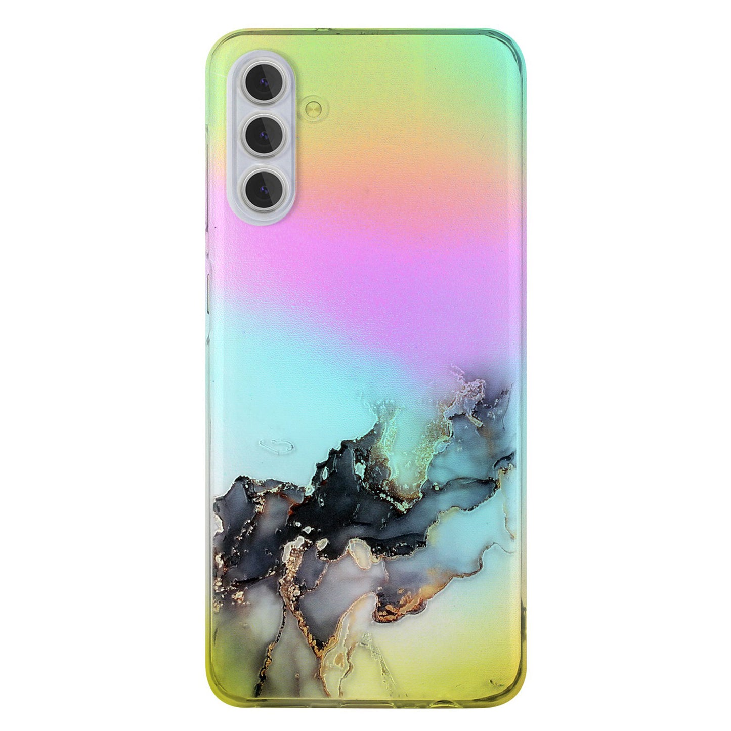 For Samsung Galaxy S24 TPU Case Laser Marble Pattern Embossing Phone Cover - Black