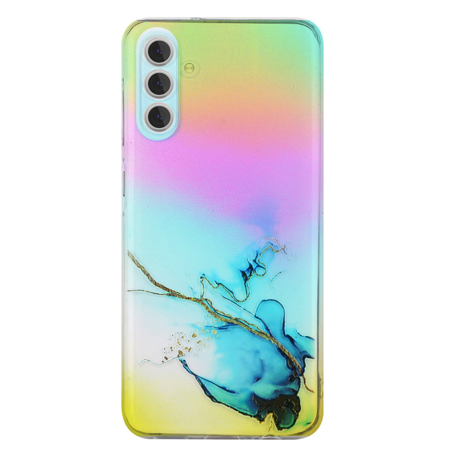 For Samsung Galaxy S24 TPU Case Laser Marble Pattern Embossing Phone Cover - Blue