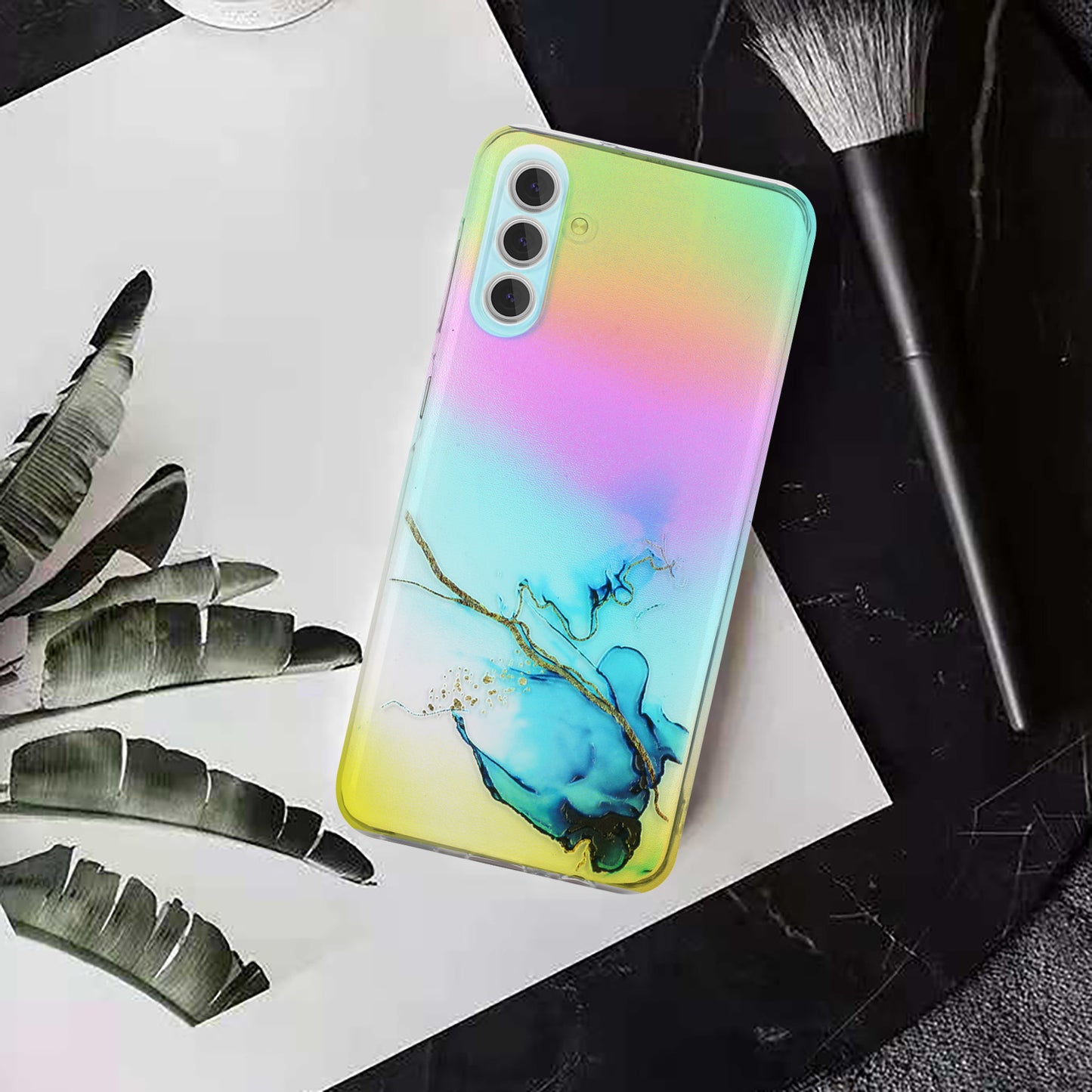 For Samsung Galaxy S24 TPU Case Laser Marble Pattern Embossing Phone Cover - Blue