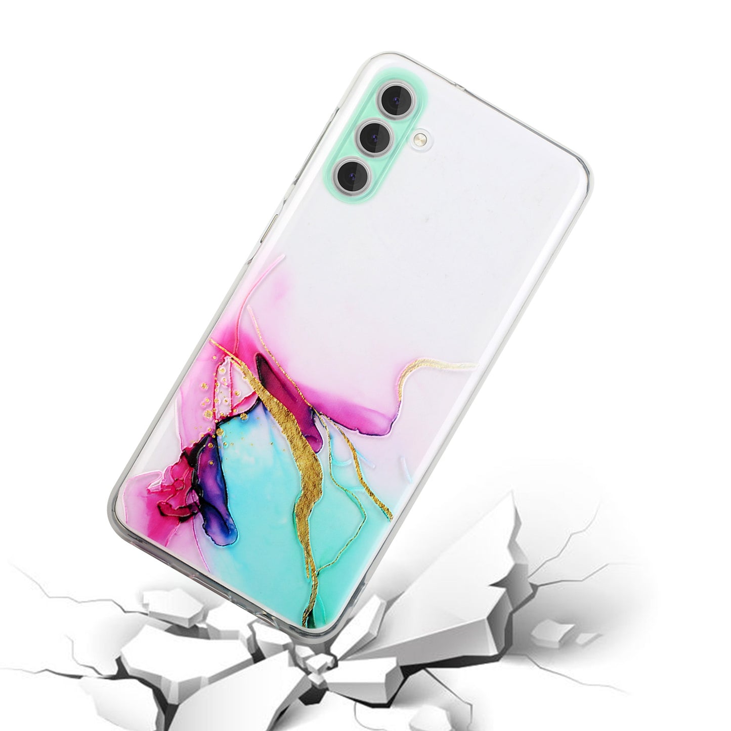 For Samsung Galaxy S24+ Case Marble Pattern Embossing TPU Phone Cover - Green