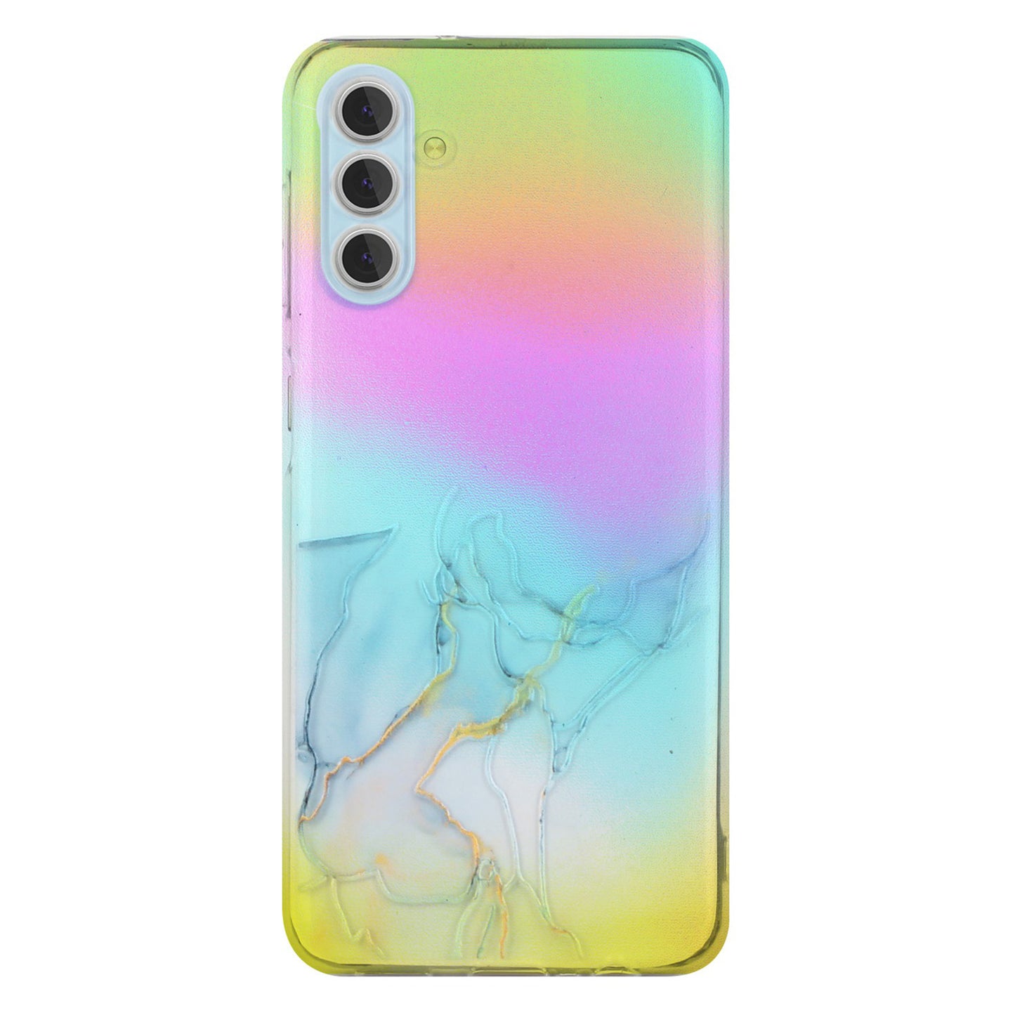 For Samsung Galaxy S24+ Case Marble Pattern Colorful Laser TPU Phone Cover - Grey