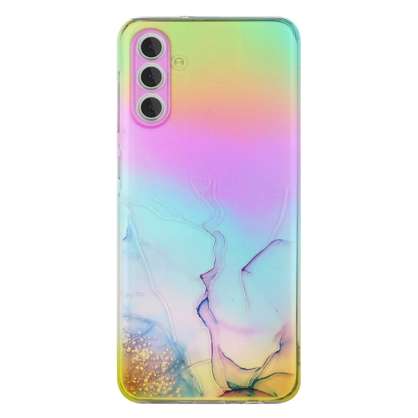 For Samsung Galaxy S24+ Case Marble Pattern Colorful Laser TPU Phone Cover - Pink