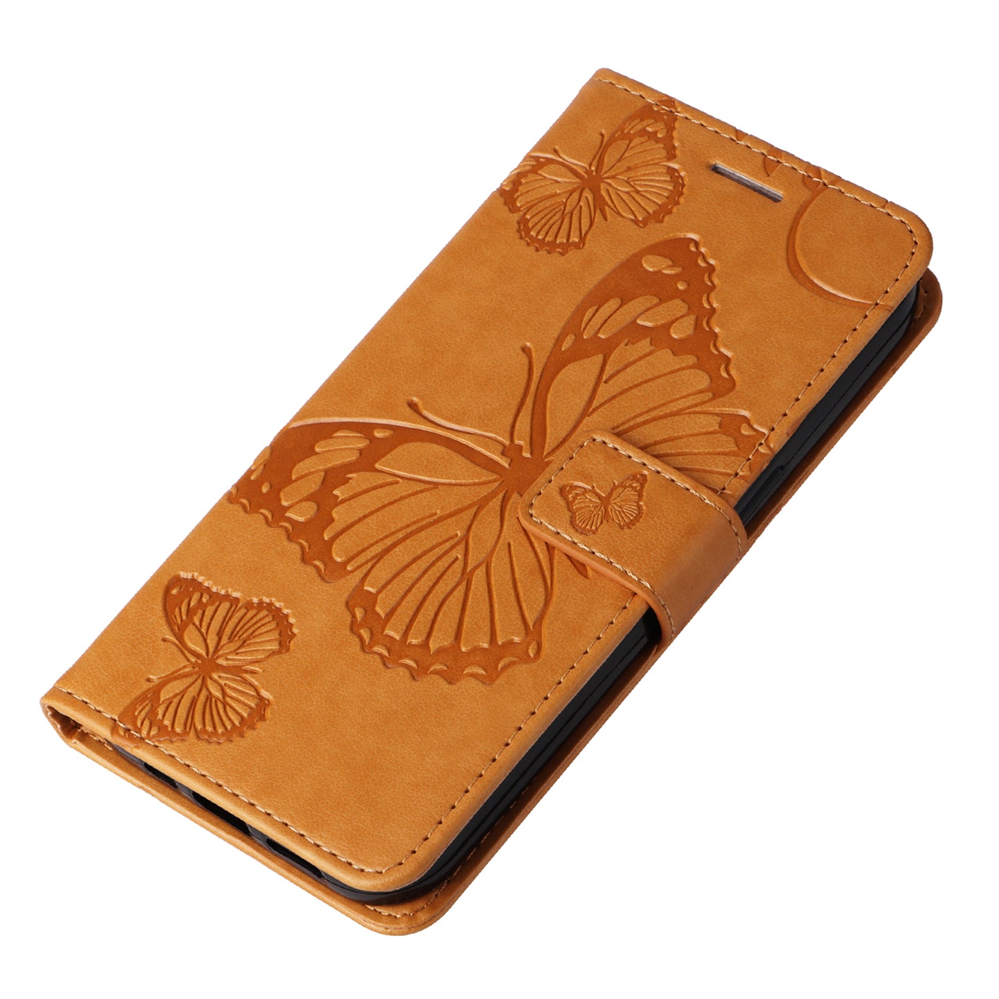 KT Imprinting Flower Series-2 For Samsung Galaxy S24 Ultra Case Butterfly Imprint Leather Phone Cover - Yellow