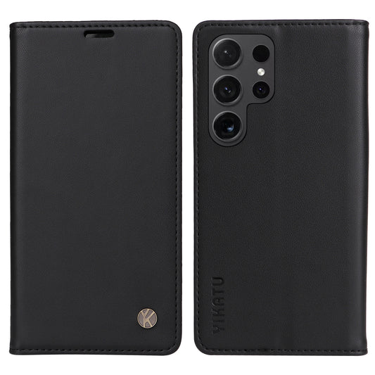 YIKATU YK-001 for Samsung Galaxy S24 Ultra Case PU Leather Magnetic Wallet Phone Cover - Black